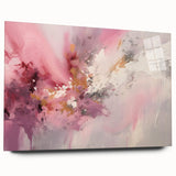 Abstract strokes wall art design on acrylic glass, showcasing vibrant colors and fluid patterns, viewed from the side, ideal for modern home decor.