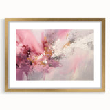 Abstract strokes wall art in a gold frame with a white mat, showcasing vibrant colors and dynamic patterns, ideal for modern home decor and art enthusiasts.