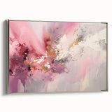 Framed canvas wall art showcasing abstract strokes in silver and gray, designed to enhance modern interiors with a sleek side view perspective.