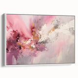Framed canvas wall art showcasing abstract strokes in soft pastel colors, elegantly displayed from a side view against a neutral background, ideal for modern decor.