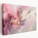 Abstract strokes wall art on stretched canvas, showcasing vibrant colors and dynamic patterns, perfect for modern home decor. Side view highlights its depth and texture.