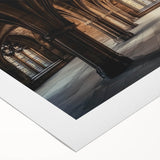 Rolled canvas artwork showcasing a stunning landscape featuring a majestic castle surrounded by lush greenery, elegantly packaged in a protective tube for easy storage and display.