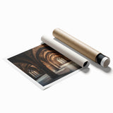 Landscape print showcasing a majestic castle surrounded by rolling hills, presented as a rolled canvas artwork for easy display. The vibrant colors and intricate details highlight the enchanting scenery, making it a perfect addition to home decor.