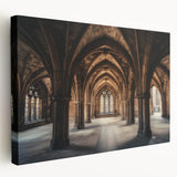 Stretched canvas artwork showcasing a picturesque landscape with a majestic castle nestled among lush greenery, perfect for enhancing home decor with a touch of elegance.