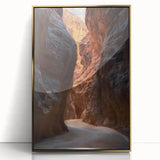 Framed acrylic artwork showcasing a stunning landscape with intricate cave details and a luxurious gold frame, perfect for enhancing modern home decor.