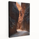 Stretched canvas artwork depicting a serene landscape with vivid colors, showing a cave scene from a side view, perfect for home decor enhancement.