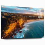 Acrylic glass artwork depicting a stunning side view of colorful cliffs, showcasing intricate details and vibrant hues, perfect for enhancing modern decor.
