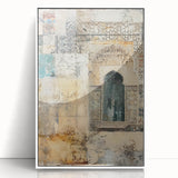 Abstract architecture wall art featuring a sleek white frame and vibrant geometric shapes, ideal for modern home decor and art enthusiasts. Perfect for adding a contemporary touch to any living space.