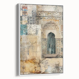 Abstract architecture wall art featuring a minimalist design in white and gray tones, showcased in a sleek frame with a side view, perfect for modern decor.