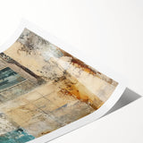 Abstract architectural wall art print showcasing geometric shapes and vibrant colors, rolled and ready for framing, ideal for modern home decor or office spaces.