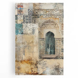 Abstract architectural wall art on stretched canvas, showcasing bold geometric shapes in vibrant colors, perfect for modern home decor.