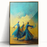 Framed abstract figurative wall art featuring a gold and black color palette, showcasing elegant shapes and textures, perfect for modern home decor accents.