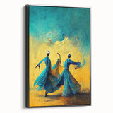 Framed abstract figurative wall art in black, showcasing dynamic shapes and lines, displayed in a stylish setting, perfect for modern home decor.