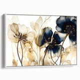 Framed abstract floral wall art in white tones, showcasing vibrant colors and intricate designs, perfect for modern home decor and enhancing interior aesthetics.