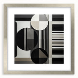 Abstract geometric silver frame with matting, showcasing modern design elements, perfect for enhancing contemporary home decor and art displays.