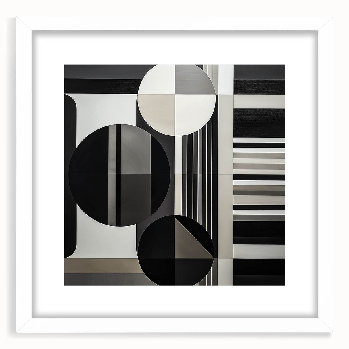 Abstract geometric frame design in white, featuring a modern, minimalist aesthetic with a mat. Ideal for enhancing contemporary home decor or gallery displays.