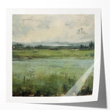 Abstract landscape wall art print showcasing vibrant colors and fluid shapes, designed to enhance modern home decor, presented in a glossy finish for an elegant look.