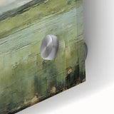 Close-up of a vibrant abstract landscape wall art piece, showcasing bold colors and intricate textures on acrylic glass, perfect for modern decor. Ideal for enhancing living spaces with contemporary artistic flair.