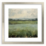 Abstract landscape wall art framed with a silver mat showcases vibrant colors and textures, ideal for modern home decor. Perfect for enhancing any living space.