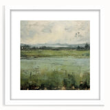 Abstract landscape wall art framed in white, showcasing vibrant colors and intricate patterns, ideal for modern home decor. Perfect for enhancing living spaces.