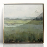 Framed abstract landscape wall art featuring gold accents and acrylic finish, ideal for modern home decor. Perfect for adding elegance and warmth to any room.