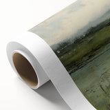 Abstract landscape wall art on rolled canvas, showcasing vibrant colors and organic shapes, ideal for modern home decor, packaged for easy display and protection.