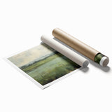 Abstract landscape wall art print showcasing vibrant colors and fluid shapes, elegantly rolled and ready for display. Ideal for modern home decor or art enthusiasts.