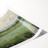 Abstract landscapes wall art print showcasing vibrant colors and fluid shapes, rolled and ready for framing; perfect for modern home decor or office settings.