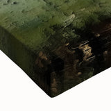 Close-up of a vibrant abstract landscape wall art canvas, showcasing bold colors and intricate textures. Perfect for modern home decor, enhancing any space with artistic flair.