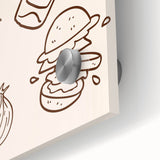 Large abstract wall art on acrylic glass featuring mid-century modernist style with vibrant colors.