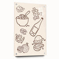 Large abstract wall art on acrylic glass showcasing vibrant food and drink motifs, ideal for dining room decor.