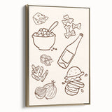 Framed canvas featuring a vintage poster of a black and gold landscape, ideal for bedroom wall art.