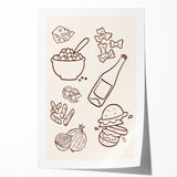 Extra large rolled print featuring floral art in soft pastel shades, suitable for dining room or bathroom decor.