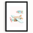 Kids Room Art Prints - Vintage Airplane & Rocket Adventure Theme