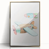 Kids Room Art Prints - Vintage Airplane & Rocket Adventure Theme