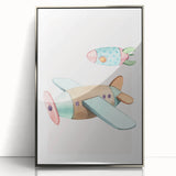 Kids Room Art Prints - Vintage Airplane & Rocket Adventure Theme