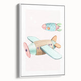 Kids Room Art Prints - Vintage Airplane & Rocket Adventure Theme