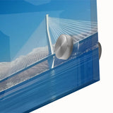 Close-up of a sleek acrylic glass landscape bridge design, showcasing intricate details and vibrant colors, perfect for modern home decor or art lovers.