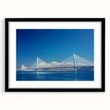 Landscape bridge frame with a black matte finish, showcasing a modern design that enhances any decor. Ideal for displaying artwork or photographs in contemporary settings.