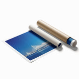 Rolled canvas print showcasing a vibrant landscape bridge design, featuring lush greenery and a serene river, packaged securely in a durable cardboard tube for protection. Perfect for home decor enthusiasts seeking nature-inspired art.