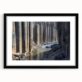 Elegant black-framed landscape artwork showcasing a stunning canyon view, complete with a white mat for added depth and style, perfect for home decor enhancement.