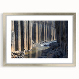 Framed landscape artwork showcasing stunning canyons, with a sleek silver mat and frame, ideal for home decor and enhancing interior aesthetics.