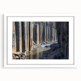 Framed landscape art print showcasing vibrant canyons, featuring a white mat for a polished look, perfect for home decor or office aesthetics.