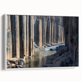 Framed canvas artwork of a stunning landscape featuring vibrant canyons, set against a white background, showcasing intricate details and rich colors for home decor.