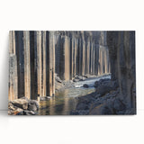 Stretched canvas artwork depicting a vibrant landscape of canyons with rich earth tones and dynamic textures, perfect for enhancing contemporary home decor.