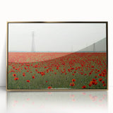 Framed acrylic landscape artwork showcasing a serene countryside scene, featuring vibrant green fields and golden hues, perfect for enhancing home decor.