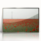 Framed acrylic artwork showcasing a serene countryside landscape, featuring lush green fields and a vibrant blue sky, perfect for enhancing home decor.