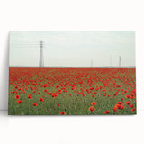 Stretched canvas art depicting a serene countryside landscape, showcasing rolling hills and a vibrant sunset, ideal for home decor and aesthetic enhancement.