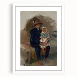 Modern Wall Art of Seated Figure with Child - Abstract Contemporary Art Print