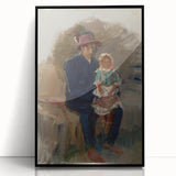 Modern Wall Art of Seated Figure with Child - Abstract Contemporary Art Print